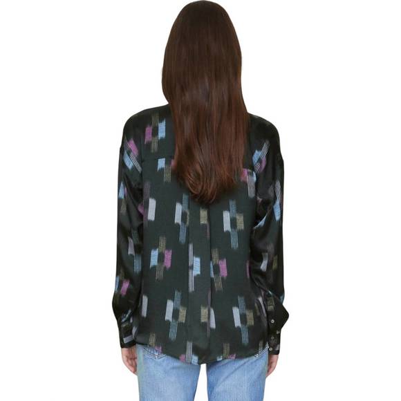 NEW XIRENA penrose shirt in black ikat - Picture 2 of 3